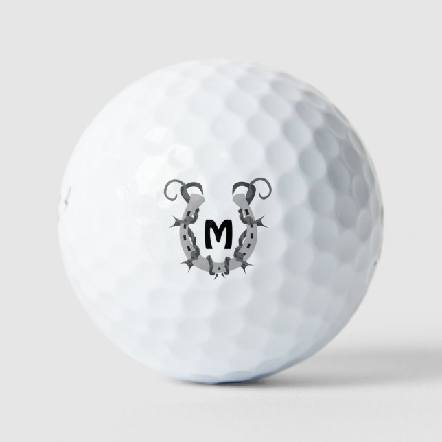 Balles De Golf Horseshoe enveloppé dans un monogramme à fil Barbé (Devant)
