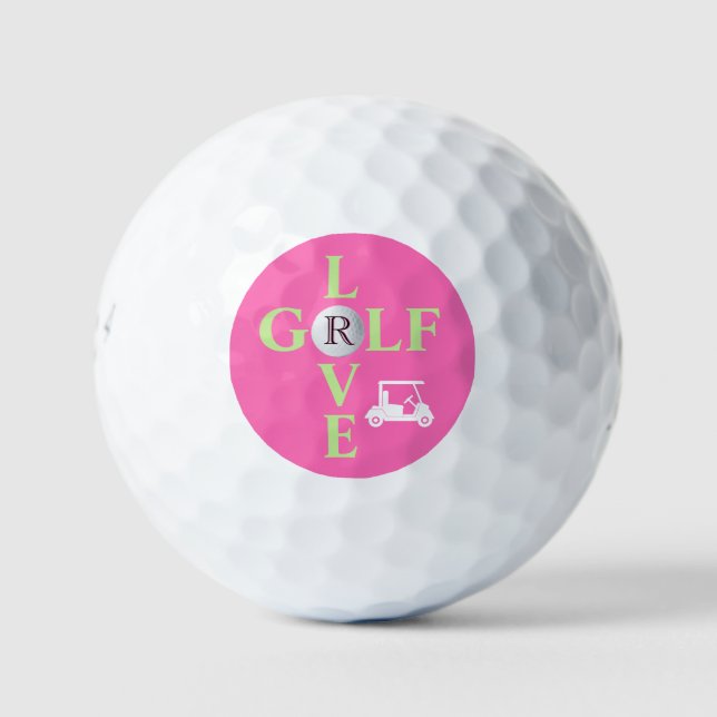 Balles De Golf Hot Rose Love Golf Monogram Golf Ball (Devant)