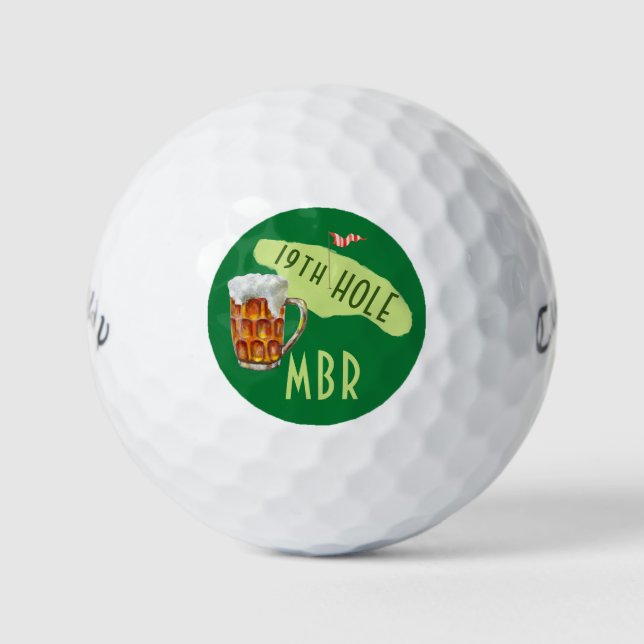 Balles De Golf Humour 19E Trou Bière Putt Initials Golf Ball (Devant)