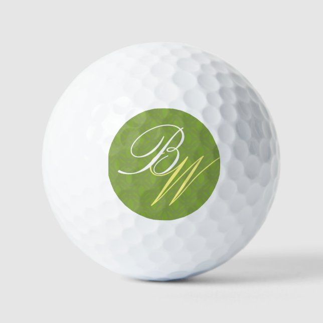 Balles De Golf Hunter Green ⛳ ✨ Initiales Art Déco (Recto)