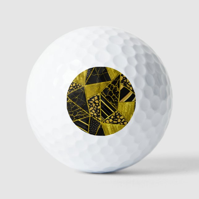 Balles De Golf Illusion de texture du triangle noir or (Recto)