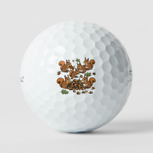 Balles De Golf "Illustration amusante de l'écureuil forestier" (Recto)