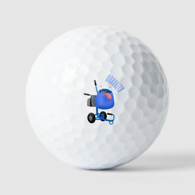 Balles De Golf Illustration amusante du mélangeur de ciment bleu (Recto)