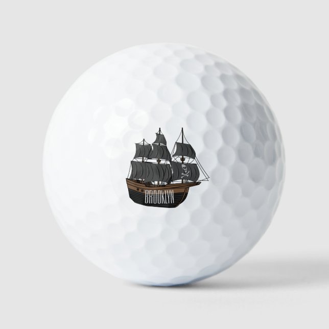 Balles De Golf Illustration de bateau pirate (Recto)