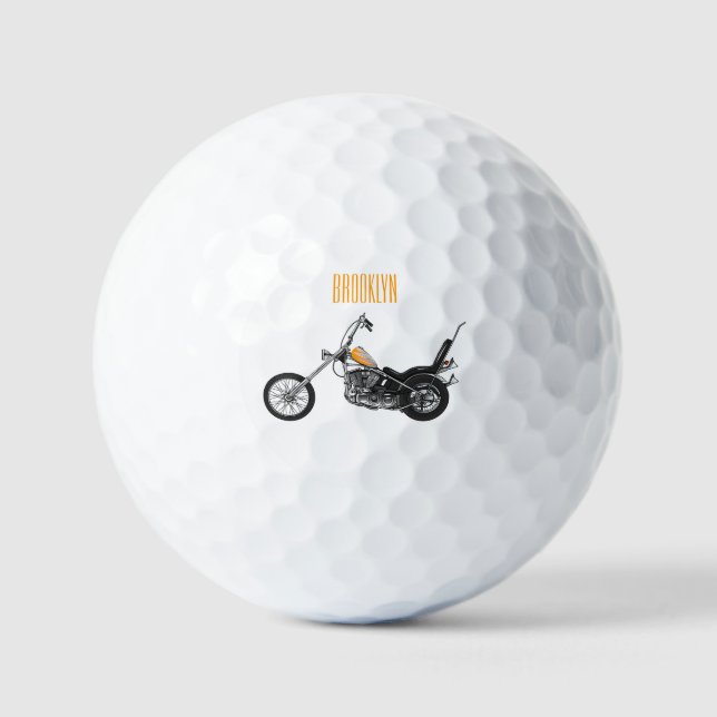 Balles De Golf Illustration de Chopper Motorcycle 1950 (Recto)
