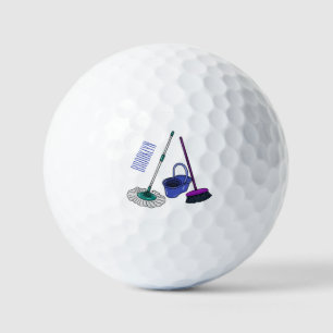 Balles De Golf Illustration de la bande dessinée Broom & mop