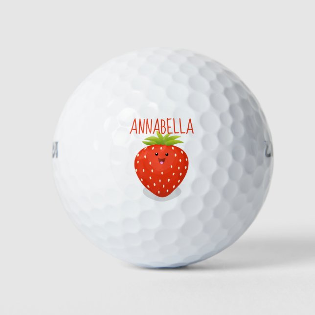 Balles De Golf Illustration de la fraise Cute kawaii (Devant)