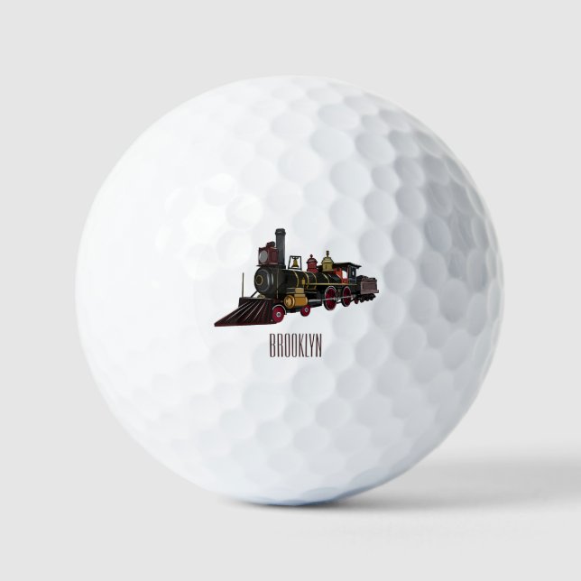Balles De Golf Illustration de la locomotive à vapeur (Recto)