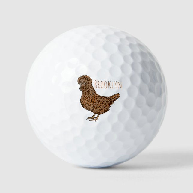Balles De Golf Illustration de poulet à la polis chamois (Recto)