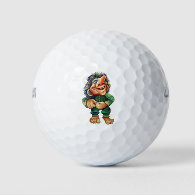 Balles De Golf Illustration de troll drôle scandinave aquarelle (Devant)