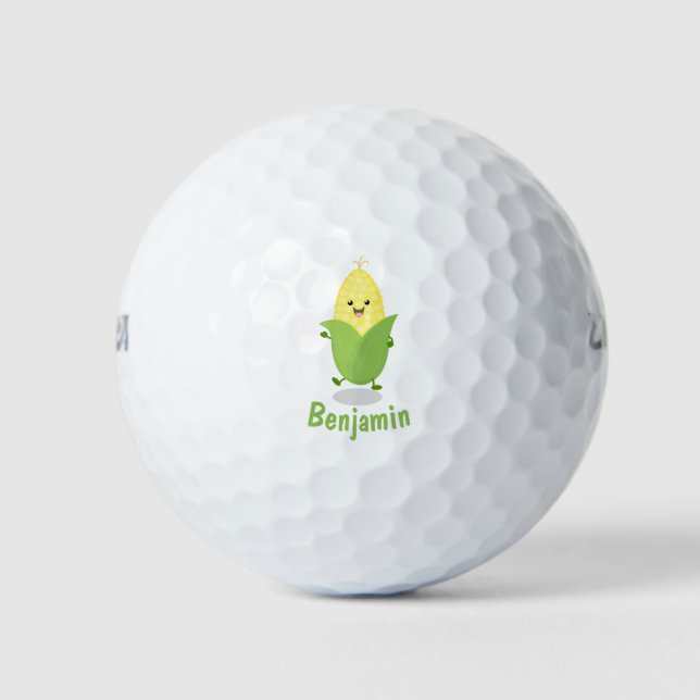Balles De Golf Illustration d'une caricature de maïs joyeux (Devant)