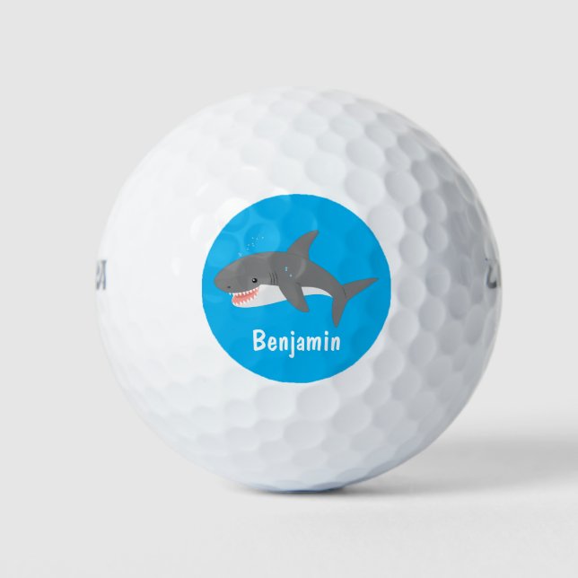 Balles De Golf Illustration joyeuse du grand requin blanc (Devant)