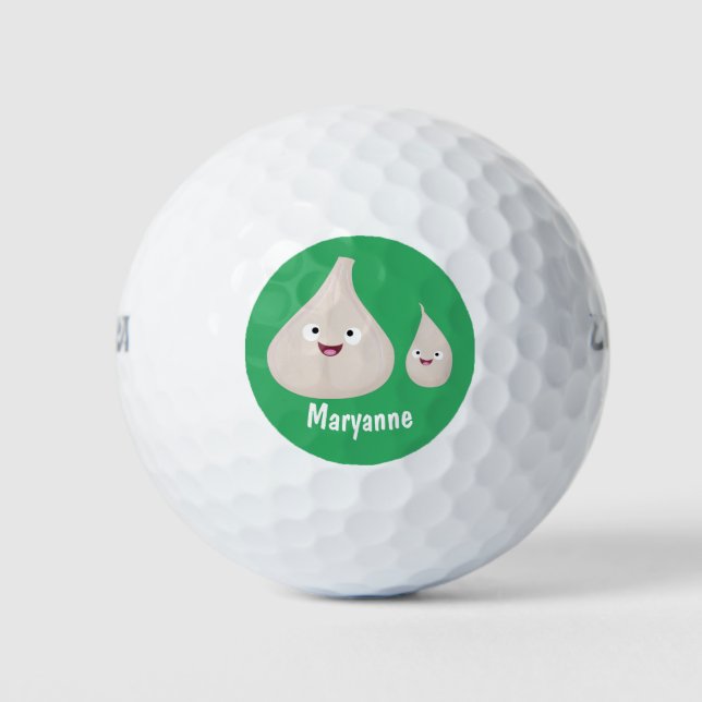 Balles De Golf Illustration végétale de caricature à l'ail mignon (Devant)