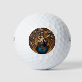 Balles De Golf Imaginaire Steampunk Vintage Blue Guitare