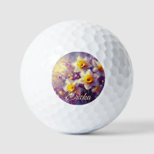 Balles De Golf Impressionniste Daffodil Floral Purple Personnalis