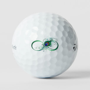 Balles De Golf Infinity Symbol with Peacock Feather
