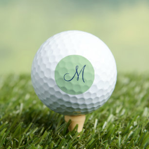 Balles De Golf Initiale monogramme de script bleu vert