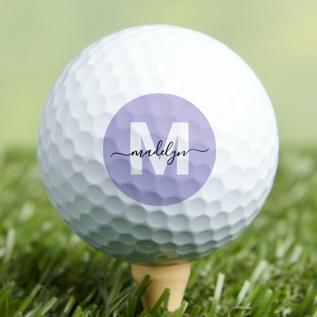 Balles De Golf Initiales de monogramme violet (Purple Lavender Monogram Name Initials Golf Balls )