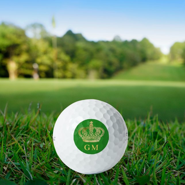 Balles De Golf Initiales du monogramme de la couronne verte de la (Créateur téléchargé)