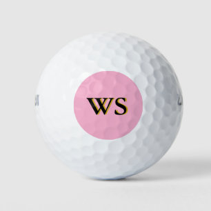 Balles De Golf Initiales du Monogramme rose moderne personnalisée