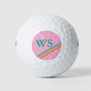Balles De Golf Initiales du Monogramme rose moderne personnalisée