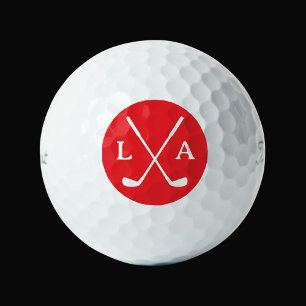 Balles De Golf Initiales et clubs de golf de Monogramme rouge