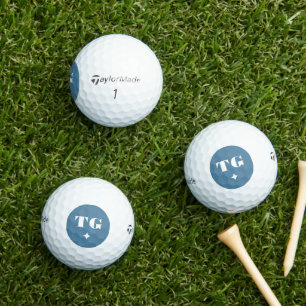 Balles De Golf Initiales minimaux Monogrammes Modernes Bleus Étoi