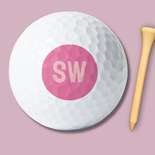Balles De Golf Initiales Monogramme Rose Moderne