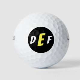 Balles De Golf Initiales Monogrammes modernes pour hommes Jaune