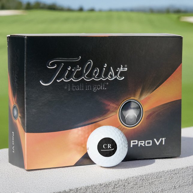 Balles De Golf Initiales Monogrammes Personnalisées Simple Noir B (Créateur téléchargé)