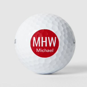 Balles De Golf Initiales Nom Rouge