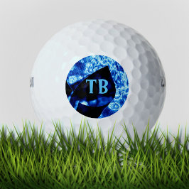 Balles De Golf Initiales personnalisées Abstraites True Blue Edgy