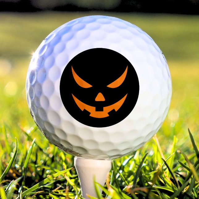 Balles De Golf Jack-o'-lantern Citrouille Orange et Halloween noi (black and orange jack o lantern pumpkin face Halloween golf ball)