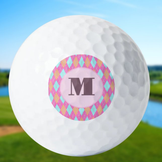 Balles De Golf Jacquard de preppy rose rouillé femme monogramme p (Créateur téléchargé)