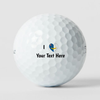 Balles De Golf J'aime (Cœur de drapeau azorien) Personnalisé 