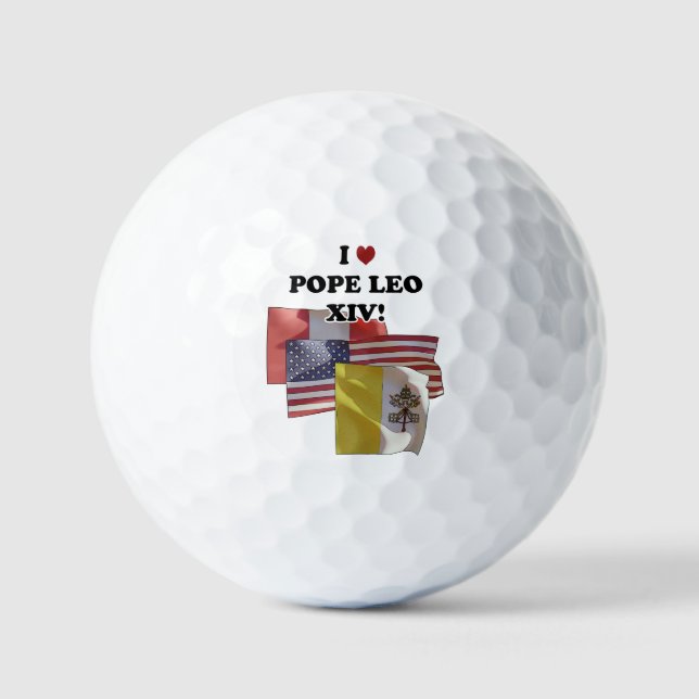 Balles De Golf J'Aime Le Pape Leo XIV ! (Version II) (Recto)