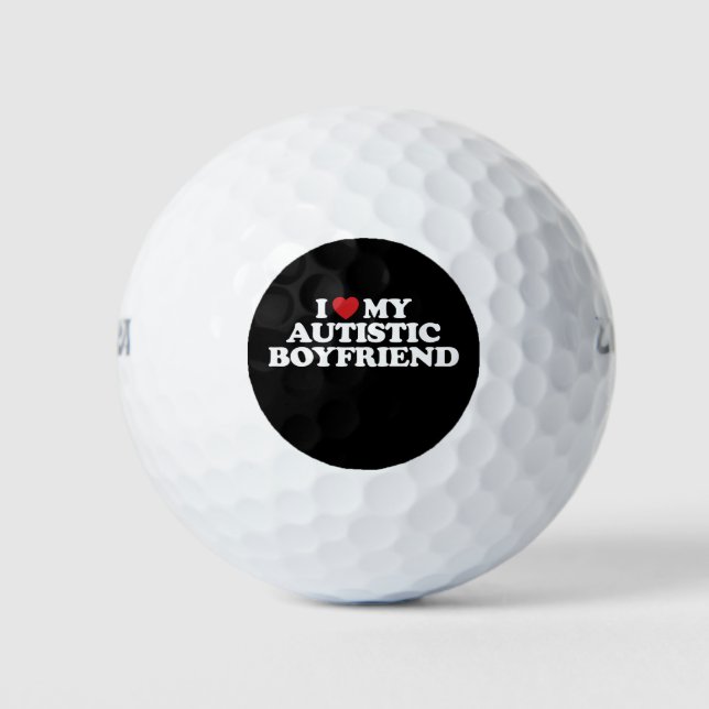 Balles De Golf J'Aime Mon Autiste Garçon Je Coeur Super (Devant)