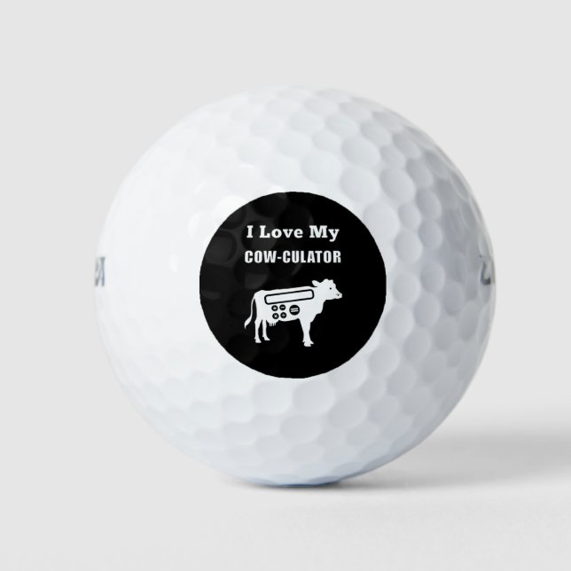 Balles De Golf J'Aime Mon Cow-culator Funny Math Calculator Pun (Devant)