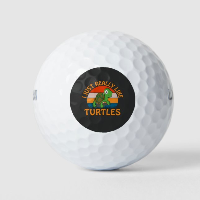 Balles De Golf J'Aime Vraiment Les Tortues (Devant)