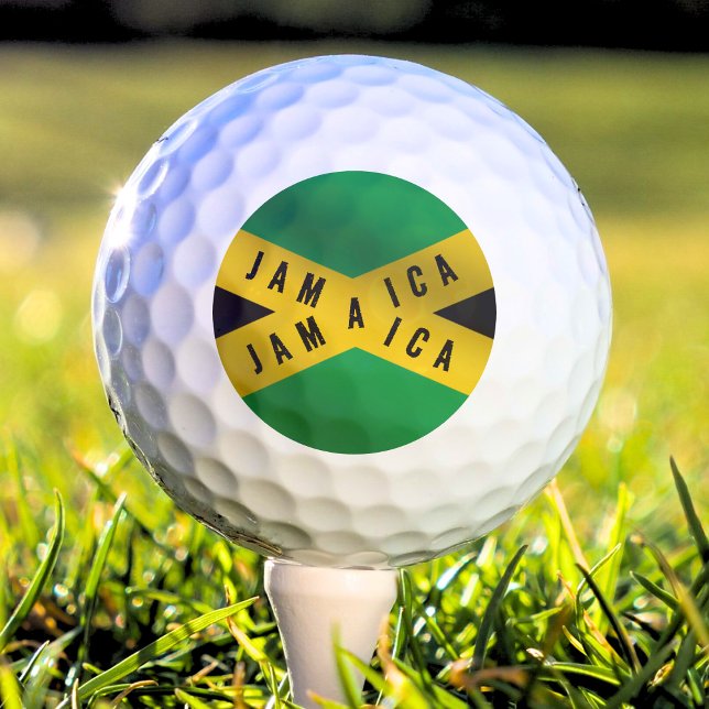 Balles De Golf Jamaïcaine Caution Bande Vert or Jamaïcain Drapeau (jamaica jamaican flag golf ball)