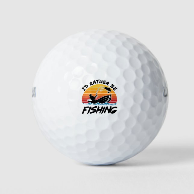 Balles De Golf Je préférerais être la pêche Retro Sunset (Devant)