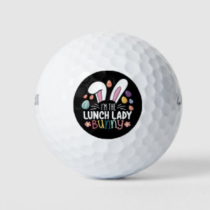 Balles De Golf Je suis La Dame du Déjeuner Bunny Pâques qui corre