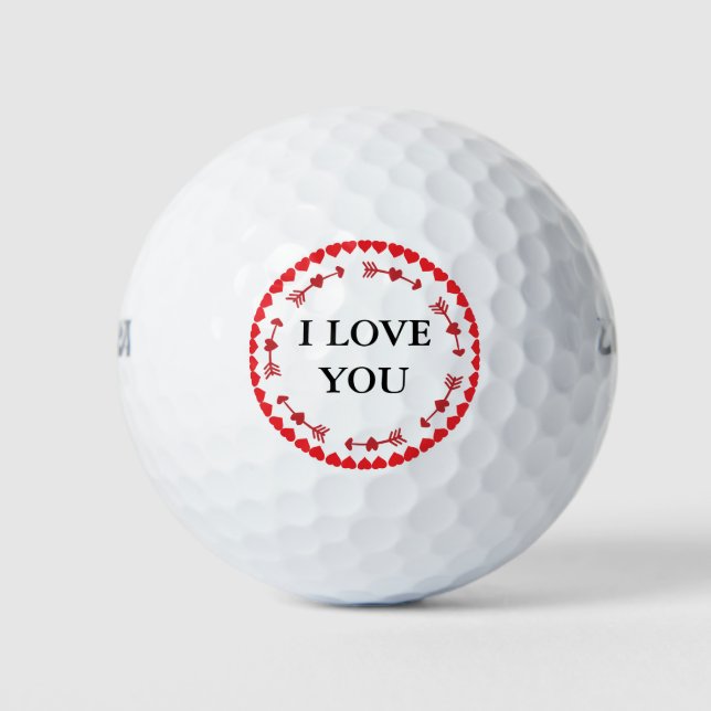 Balles De Golf Je t'aime Amour romantique moderne Coeur Valentine (Devant)