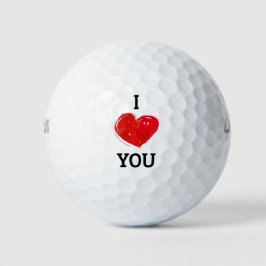 Balles De Golf Je t'aime Coeur Rouge Moderne | Saint Valentin