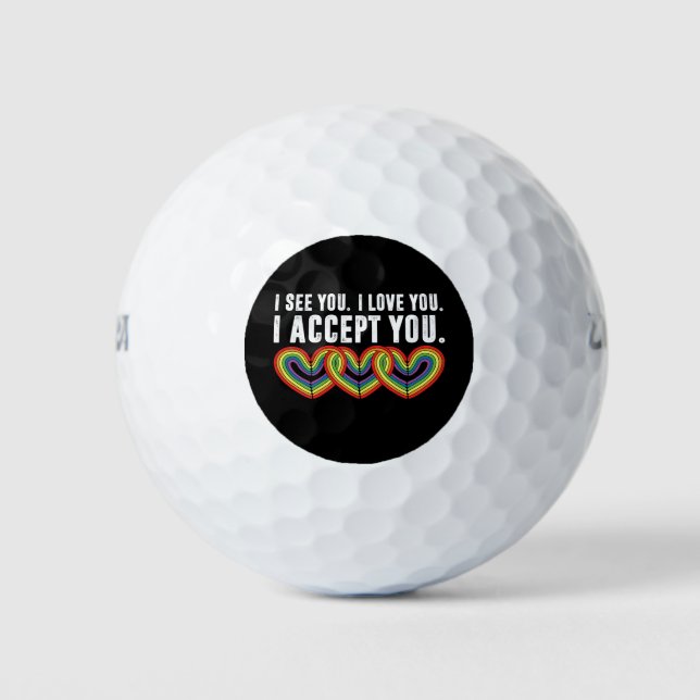 Balles De Golf Je T'Aime Je T'Accepte Rainbow LGBTQ (Devant)