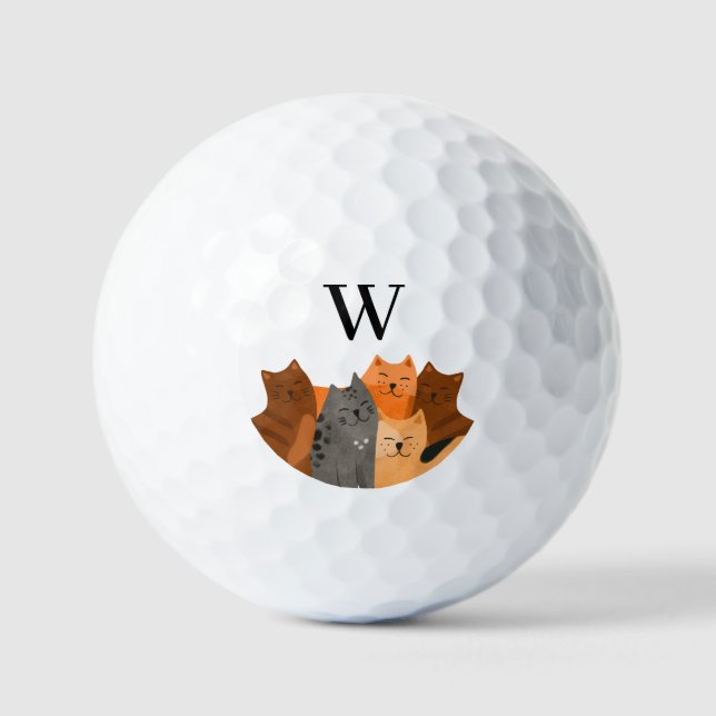Balles De Golf Joli Chat Monogramme  (Recto)