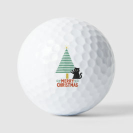 Balles De Golf Joli chat noir Joyeux Noël Arbre de Noël