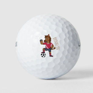 Balles De Golf Joli cheval drôle jouant dessin de football