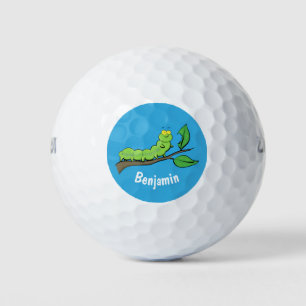 Balles De Golf Joli dessin animé de chenille verte mignonne