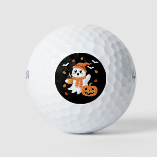 Balles De Golf Joli fantôme buvant un café glacé Halloween